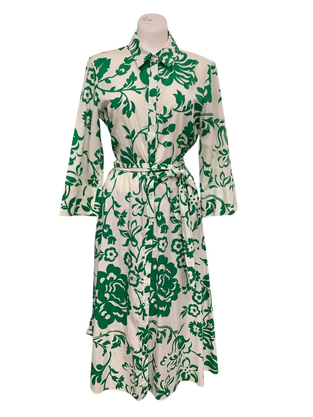 Zara Green Floral Button-Front Midi Dress Size L